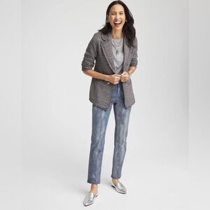 Chico’s Metallic Tweed Sweater Blazer Mauve Size 1 Medium